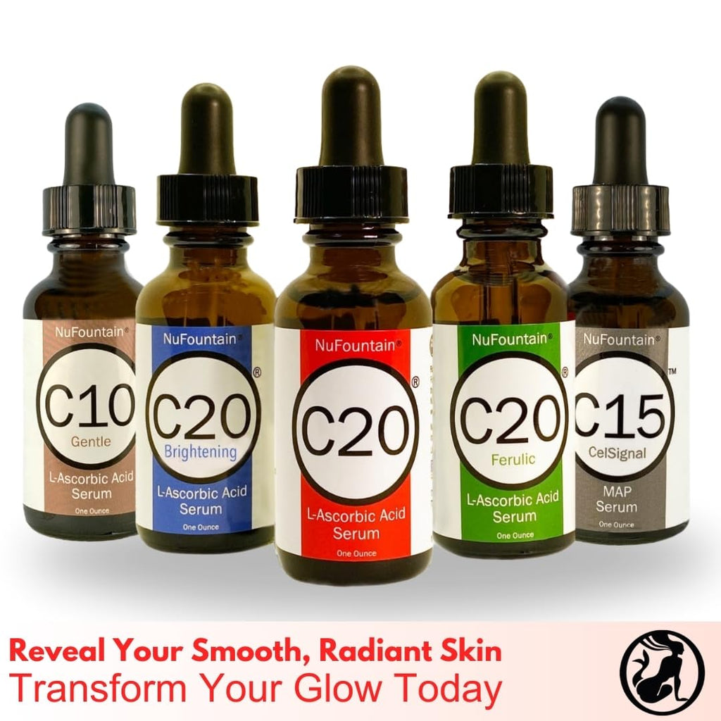 NuFountain C20 3-pack. HAND CRAFTED 3 1-Ounce Bottles of 20% L-Ascorbic Acid C Serum