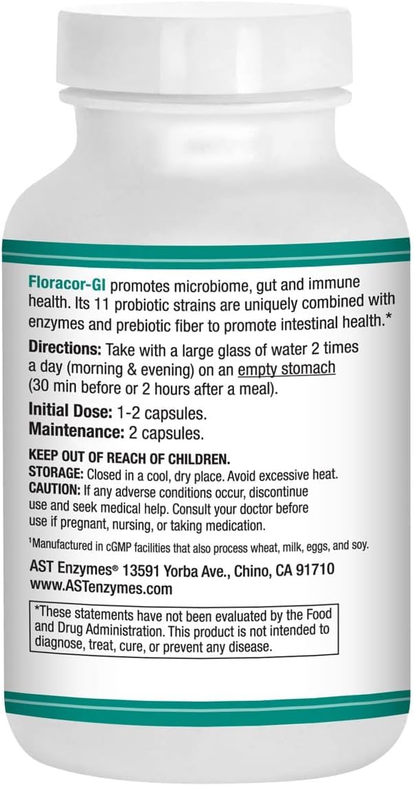 Floracor-GI Candida Cleanse, Probiotic and Enzyme Support Formula 180 Capsules