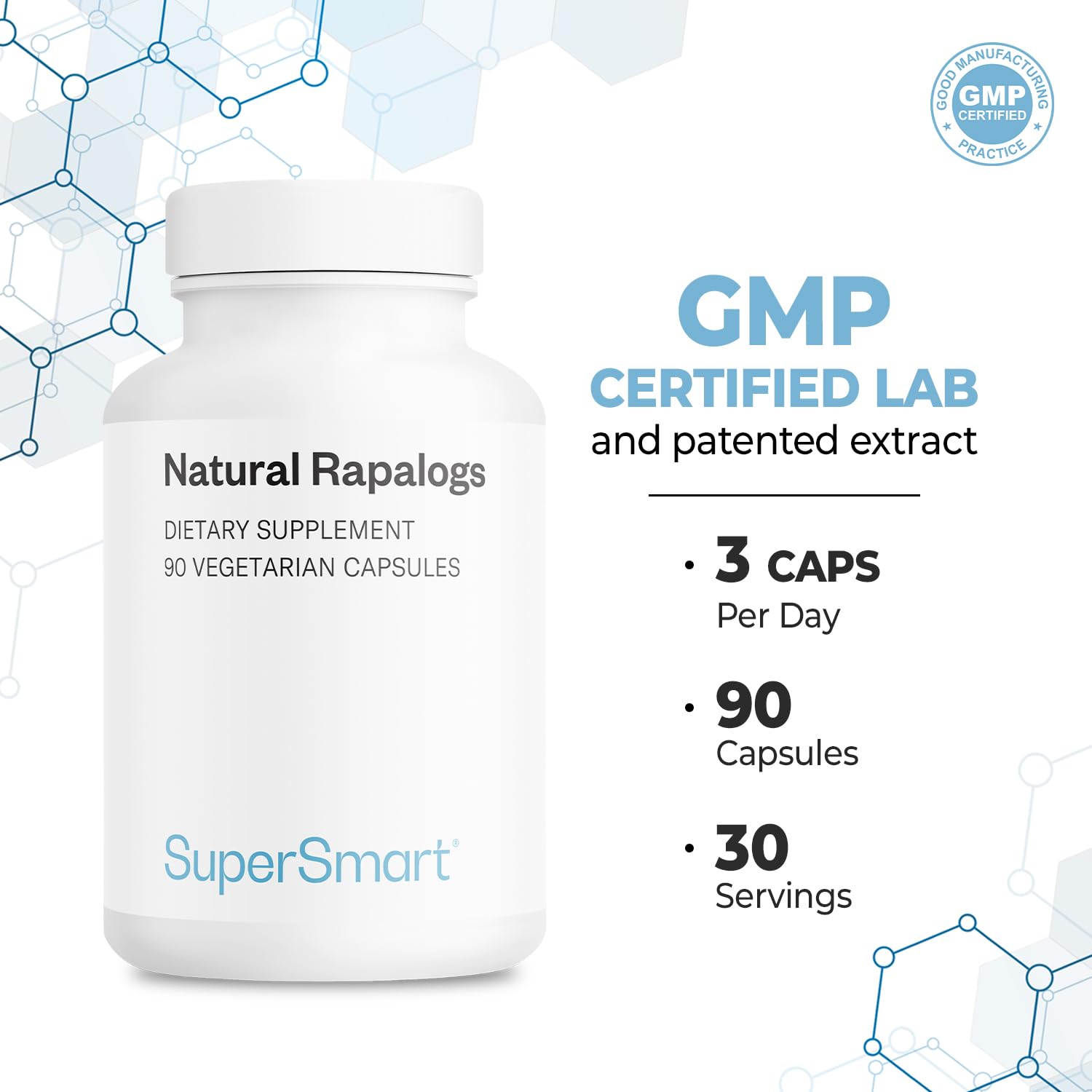 Supersmart - Natural Rapalogs (Advanced Formula) - with EGCg, Fisetin, Trans-resveratrol, Salicin, Curcumin Phytosome | Non-GMO & Gluten Free - 90 Vegetarian Capsules