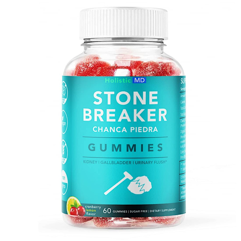 Holistic MD Stone Breaker Chanca Piedra 1,500mg Gummies Kidney Stones Cleanse Gallbladder Formula | Plus Cranberry Extract Might Help Urinary Tract Flush Impurities | Fast Absorption Sugar Free 60ct