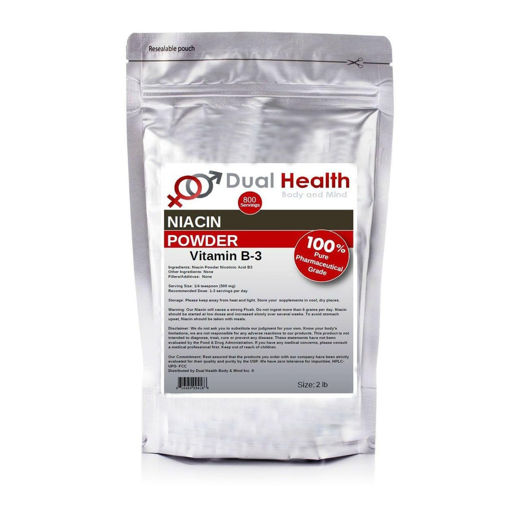 Niacin Powder (2 lbs) Vitamin B3 Bulk Supplement Immediate Release Niacin with Flush Nicotinic Acid Non-GMO, Vegan, Gluten Free Company Fast Absorption No GMOs, Fillers, Additives or Heavy Metals