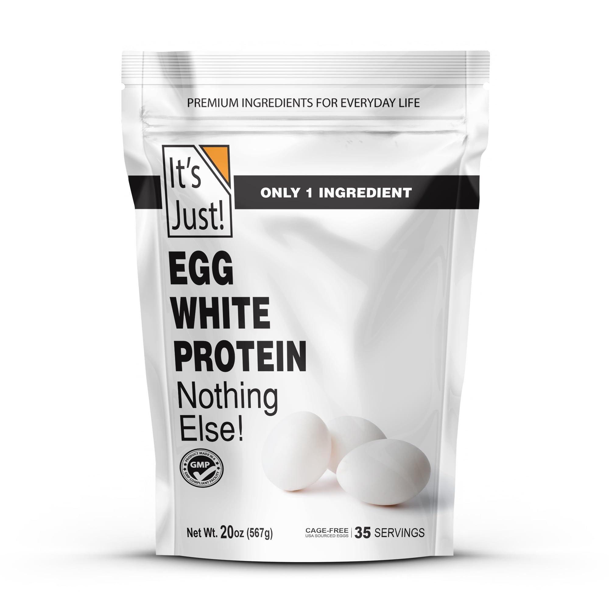 It's Just! - Egg White Protein Powder, Dried Egg Whites Protein, Meringue Ingredient, Non-GMO, USA Farms (Unflavored, 20oz)