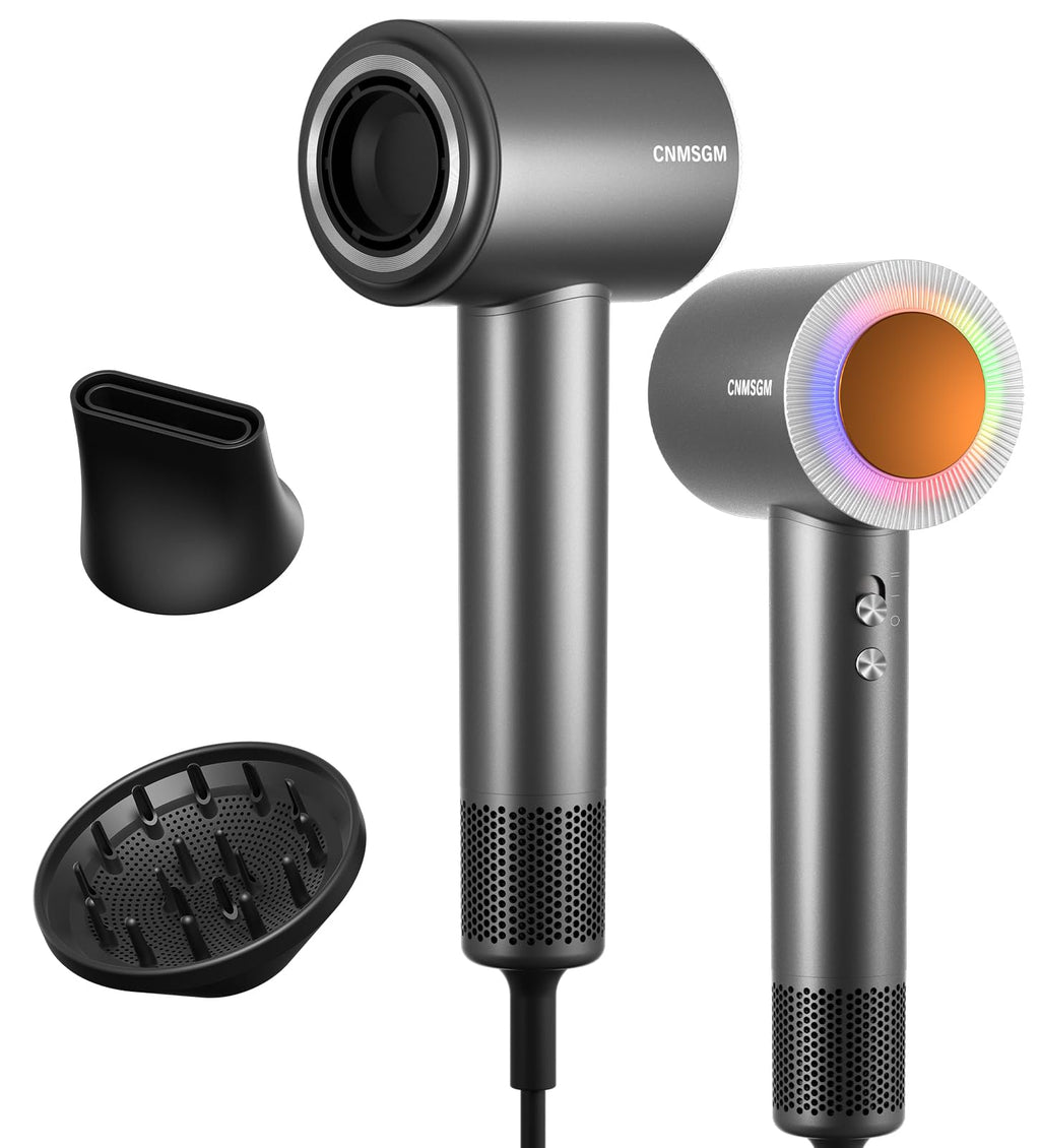 Hair Dryer, 160000 RPM Professional High-Speed Blow Dryer 2 Billion Negative Ionic Care Hair Dryer (Black Gray)