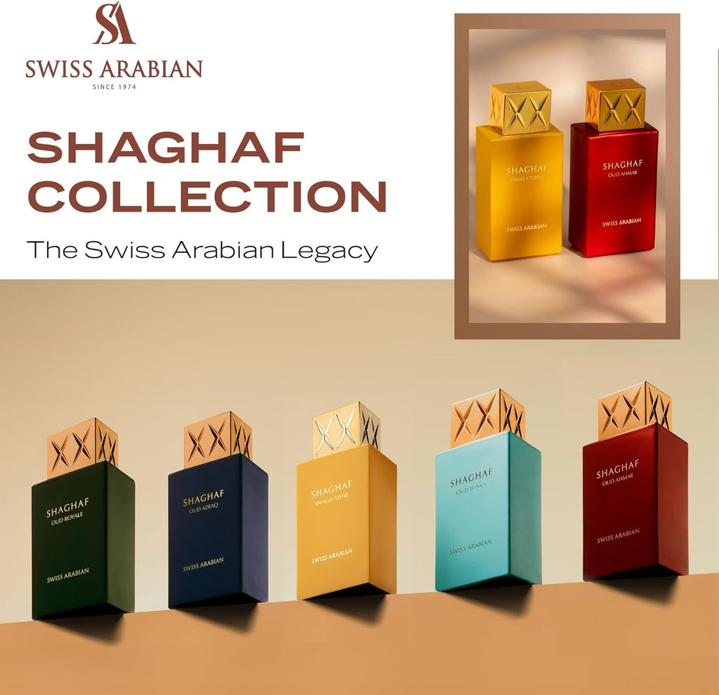 Swiss Arabian Shaghaf Oud Ahmar - Luxury Products From Dubai - Long Lasting And Addictive Personal EDP Spray Fragrance - Seductive, Signature Aroma - The Luxurious Scent Of Arabia - 2.5 oz