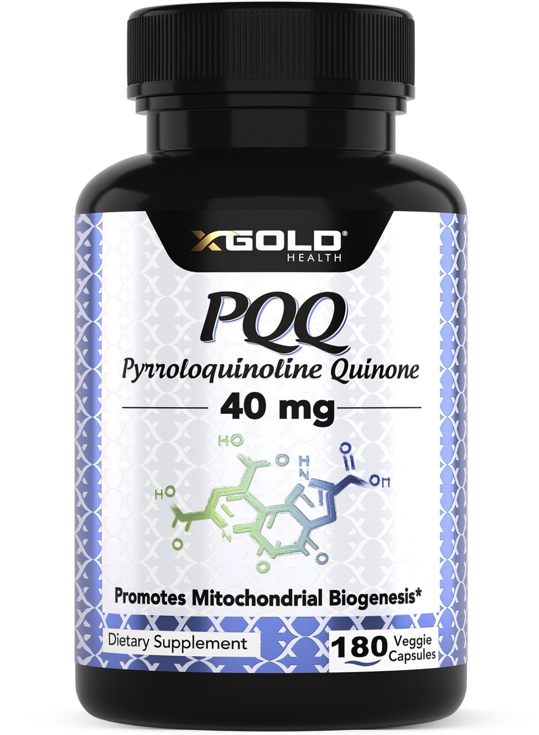 X Gold Health PQQ 40mg Supplement – Mitochondrial Energy Booster & Cellular Energy Support – Pyrroloquinoline Quinone – Brain & Focus Support – Non-GMO, Gluten-Free – 180 Veg Capsules