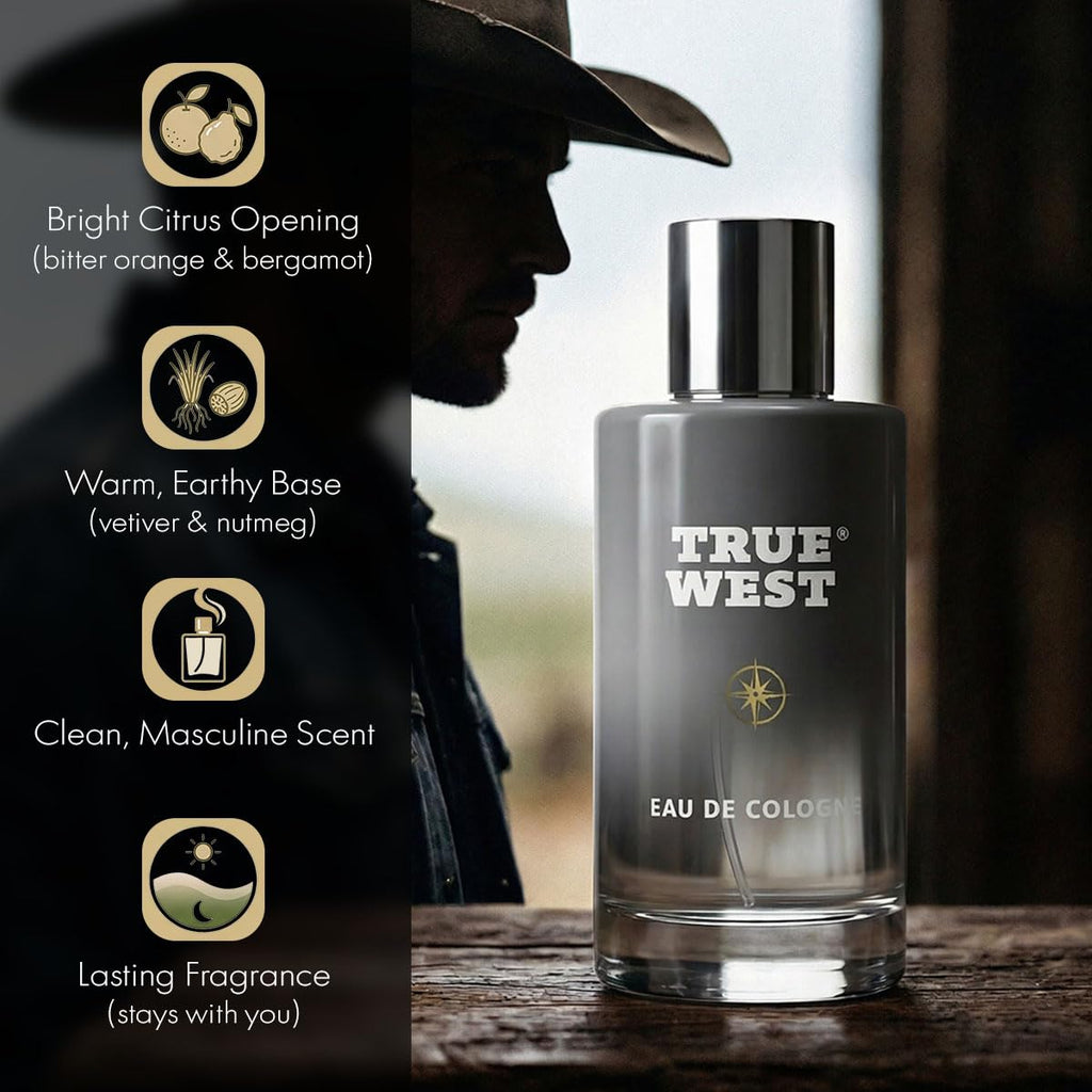 Herban Cowboy True West Cologne for Men – Long-Lasting Woody Fragrance, Gift for Him