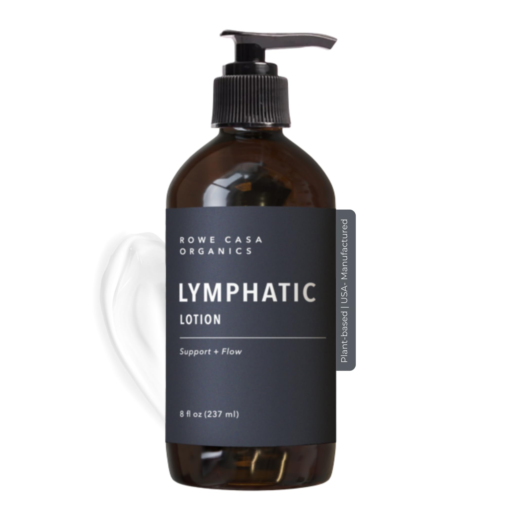 Rowe Casa Organics Lymphatic Lotion, Gentle Lymphatic Drainage Lotion with Therapeutic Grade Essential Oils, Non-Greasy Hydrating Lymph System Support, 8 fl oz