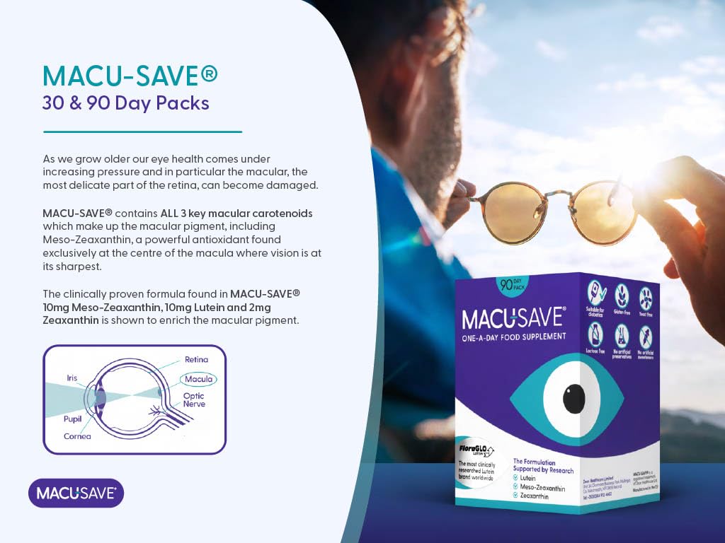 2 X 90 Pack - Macu-SAVE Food Supplement with Meso-Zeaxanthin/Lutein and Zeaxanthin - 180 Capsules (6 Months Supply)