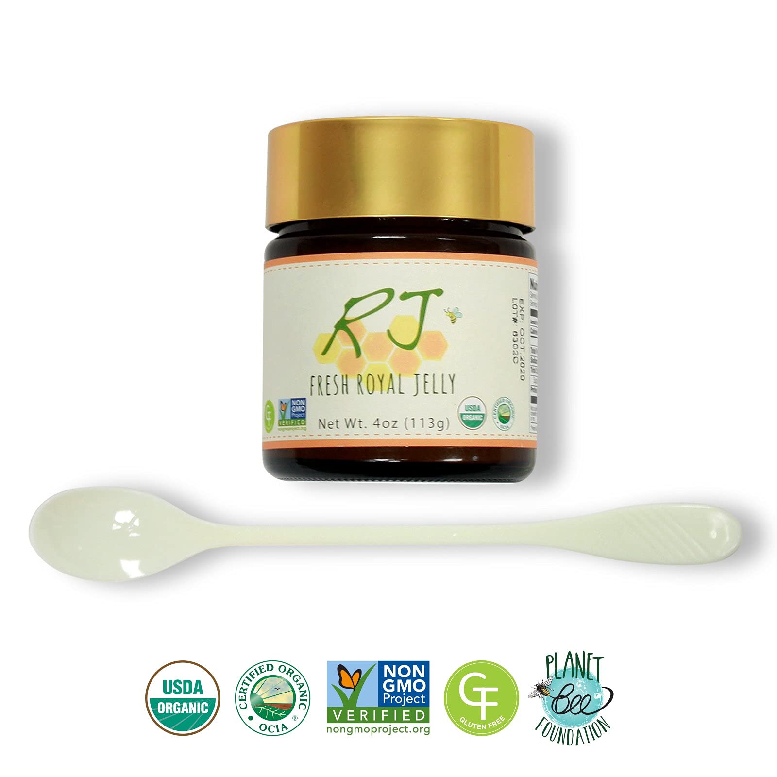 Greenbow Organic Fresh Royal Jelly - 100% USDA Certified Organic, Non-GMO, Halal, Certified GMP, Pure, Gluten Free - One of The Most Nutrition Packed - (113g)