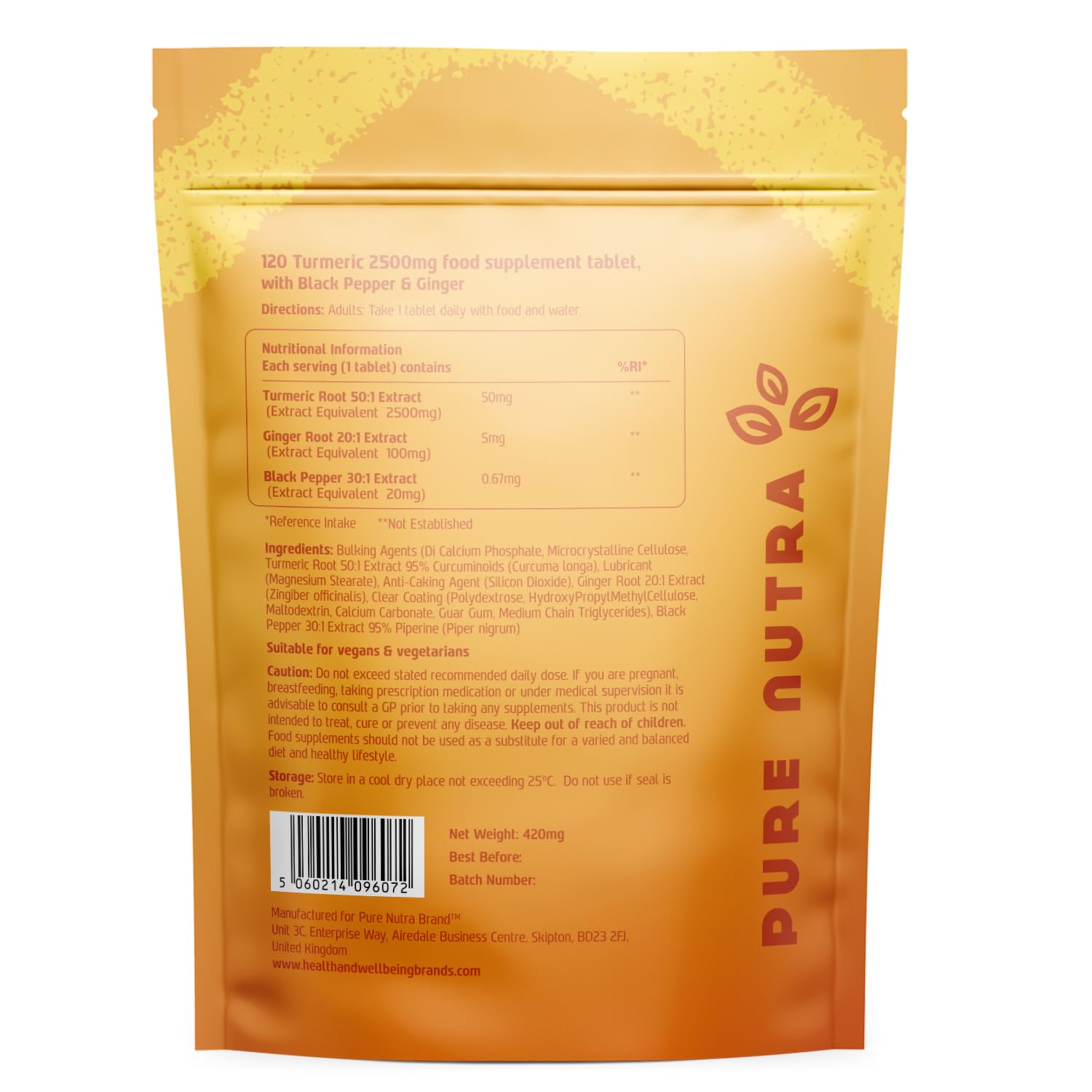 Turmeric 2500mg with Ginger and Black Pepper from Pure Nutra Brand 120 Tablets | 4 Months Supply