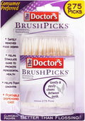 The Doctor’s BrushPicks Interdental Toothpicks, Soft Rubber Dental Picks for Teeth Cleaning, Removes Food Debris, Gum Care, Portable Dispensing Case, 275 Count (Pack of 12)