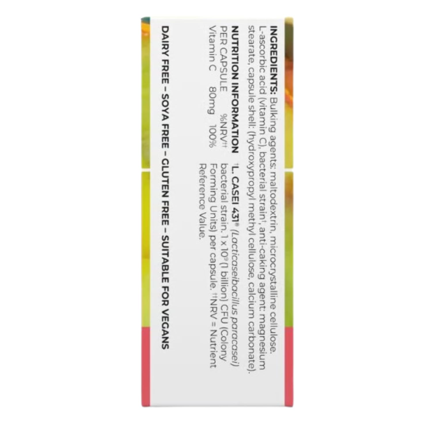 PrecisionBiotics Daily Immune Support - Daily Gut Health Probiotics Supplement - L.CASEI 431 Bacterial Culture Strains + Vitamin C - 30 Capsules
