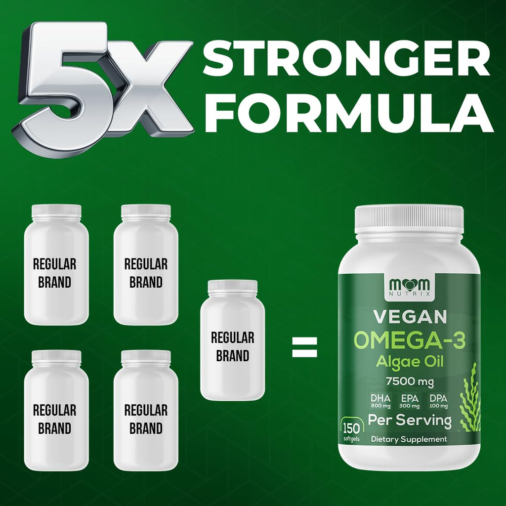 Fish Oil Alternative - Vegan Omega 3 Supplement Algae Oil DHA, EPA, DPA - Plant Based Omega 3 Fatty - Organic & Non-GMO - 150 Softgels