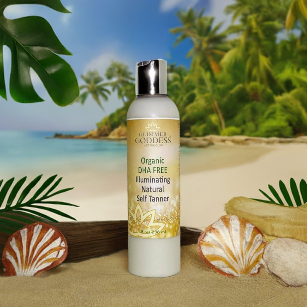 Glimmer Goddess Organic DHA FREE Self Tanner - (Dark) Sunless Tanning Lotion 8 oz