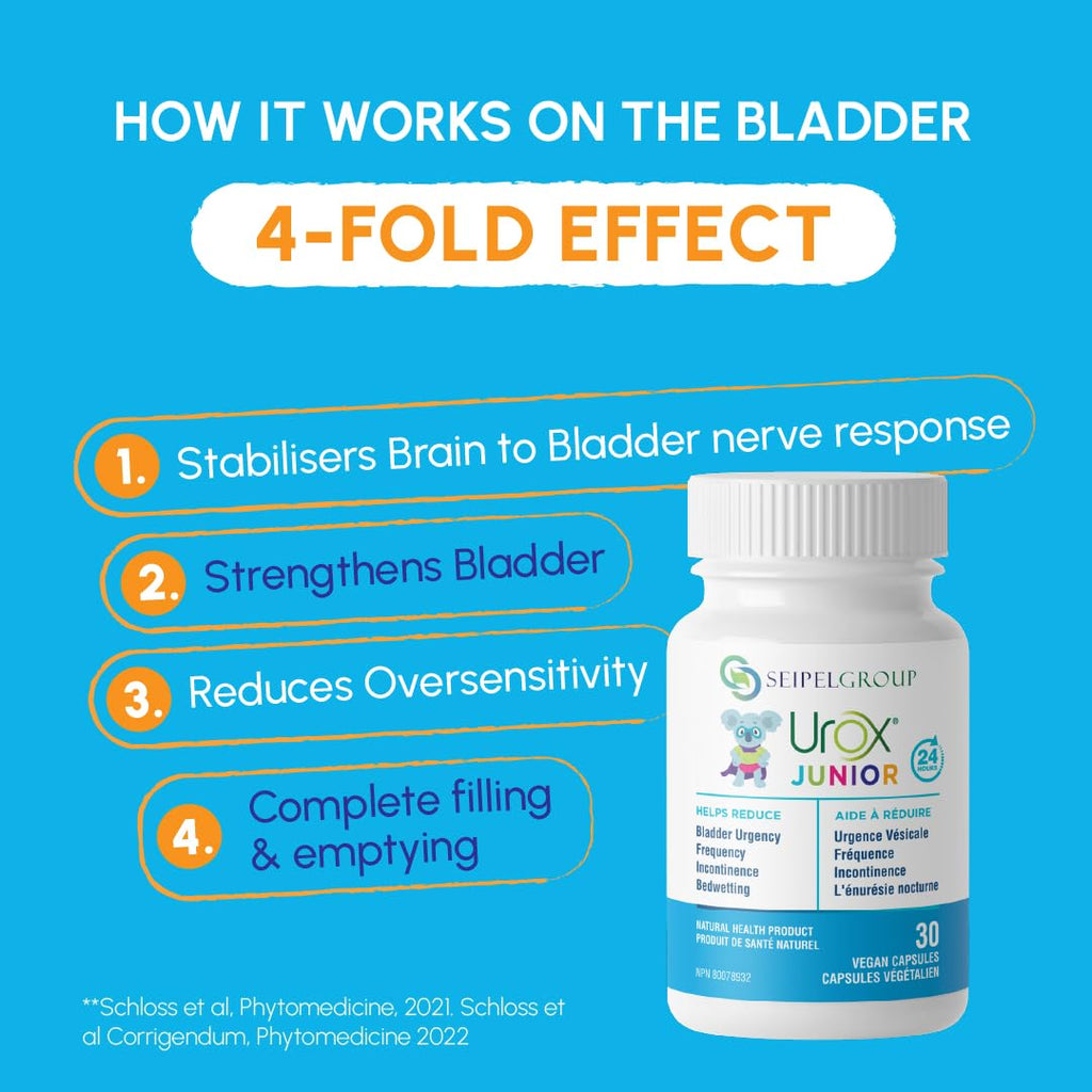 UROX Junior Natural Bladder Control - Nocturnal Enuresis or Bedwetting Supplements. Supports Bladder Control, Reduces Urinary Frequency, and Bladder Accidents for Kids, 30 Vegetarian Capsules (30)