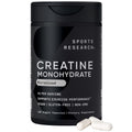 Sports Research® Creatine Monohydrate Capsules - Supports Workout Recovery, Lean Muscle gain, Performance and Strength* - Non-GMO, Vegan Certified - 5g per Servings - 120 Veggie Capsules
