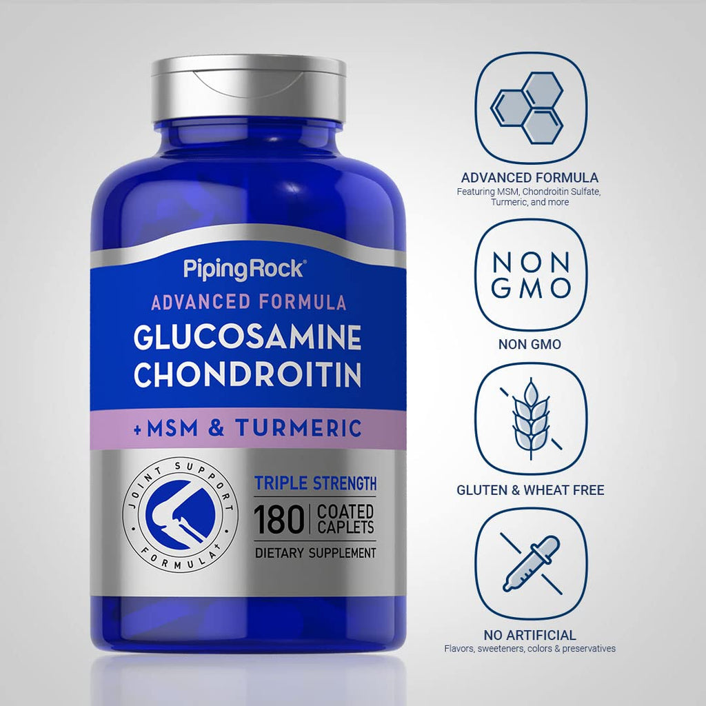 Piping Rock Glucosamine Chondroitin MSM Turmeric | 180 Caplets