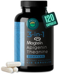 Magnesium Theanine L-Threonate Apigenin Supplement for Sleep Aid-3- in-1 Complex Supplement Support Relaxation- Melatonin-Free Magnesium- Zero Fillers- Gluten Free & Non-GMO-120 Count Veggie Capsules