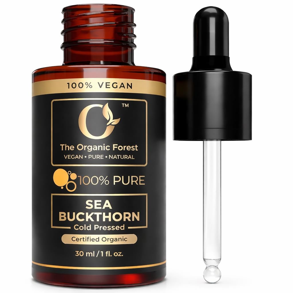 Organic Sea Buckthorn Oil Cold Pressed - 100% Pure Seabuckthorn Oil for Face, Skin & Hair | Anti-Aging, Acne & Dry Skin Care