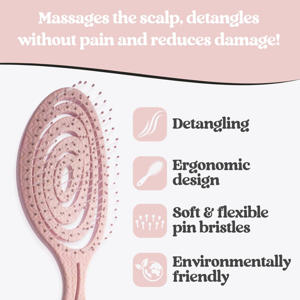 Head Jog 08 (Orchid) Paddle Brush Flexible Soft Pin Bristles.