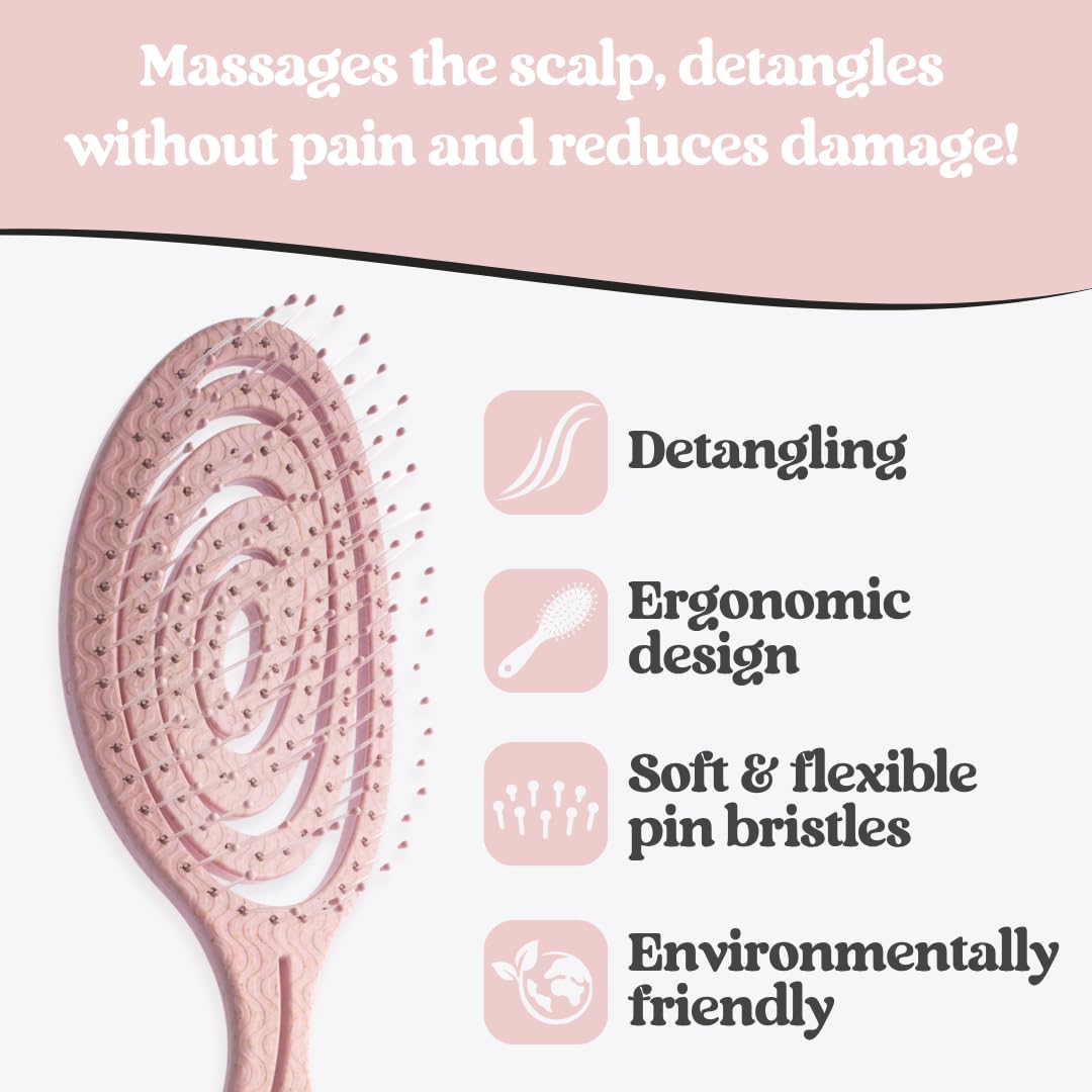 Head Jog 08 (Orchid) Paddle Brush Flexible Soft Pin Bristles.