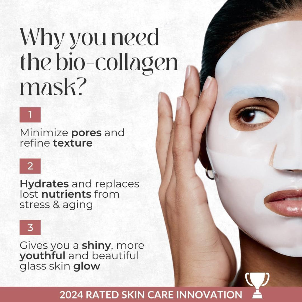 COCOBEAUTY Collagen Sheet Mask – Hydrating Korean Face Mask for Fine Lines & Anti-Aging, Deep Moisture, Radiant Skin Boost, Bio-Collagen Facial Masks (16 Pack)