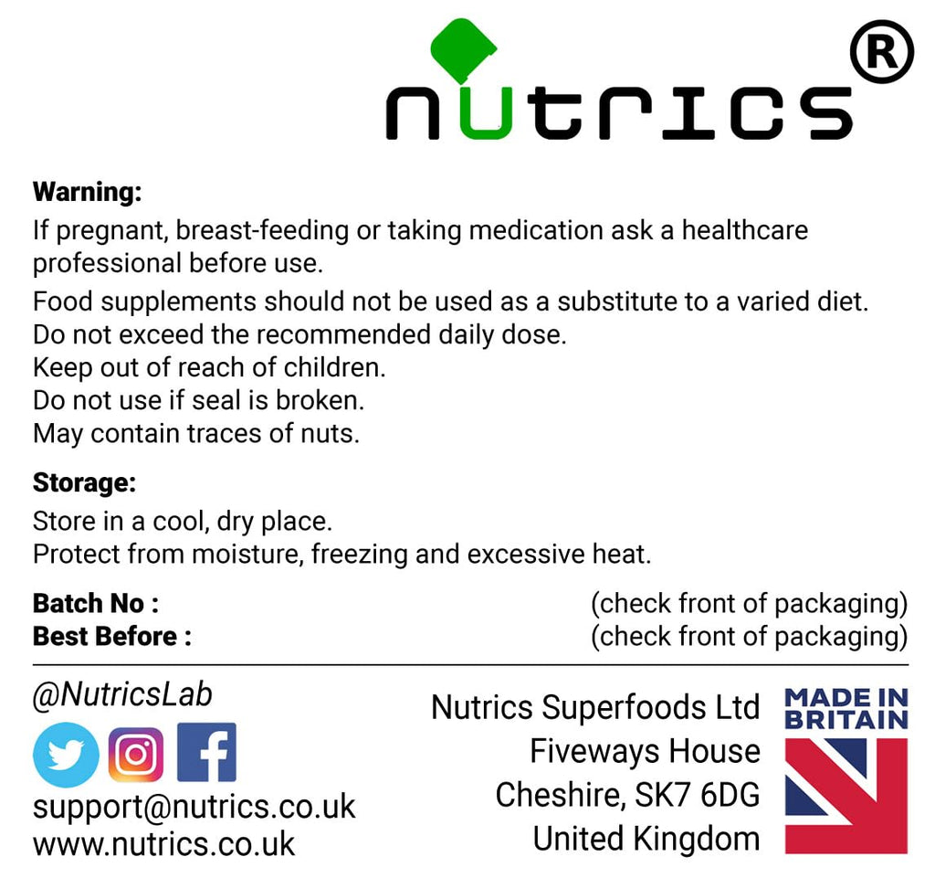 Nutrics® 750mg Haritaki Harad Harde Pure 90 Vegan Capsules (1 Month Supply) - Terminalia Chebula - Free from Fillers, Binders & Bulking Agents