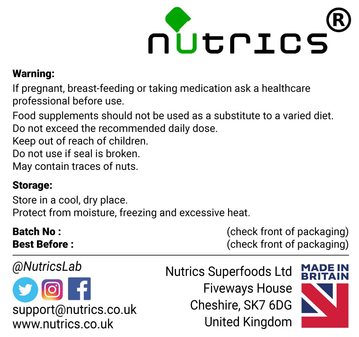 Nutrics® 750mg Haritaki Harad Harde Pure 90 Vegan Capsules (1 Month Supply) - Terminalia Chebula - Free from Fillers, Binders & Bulking Agents