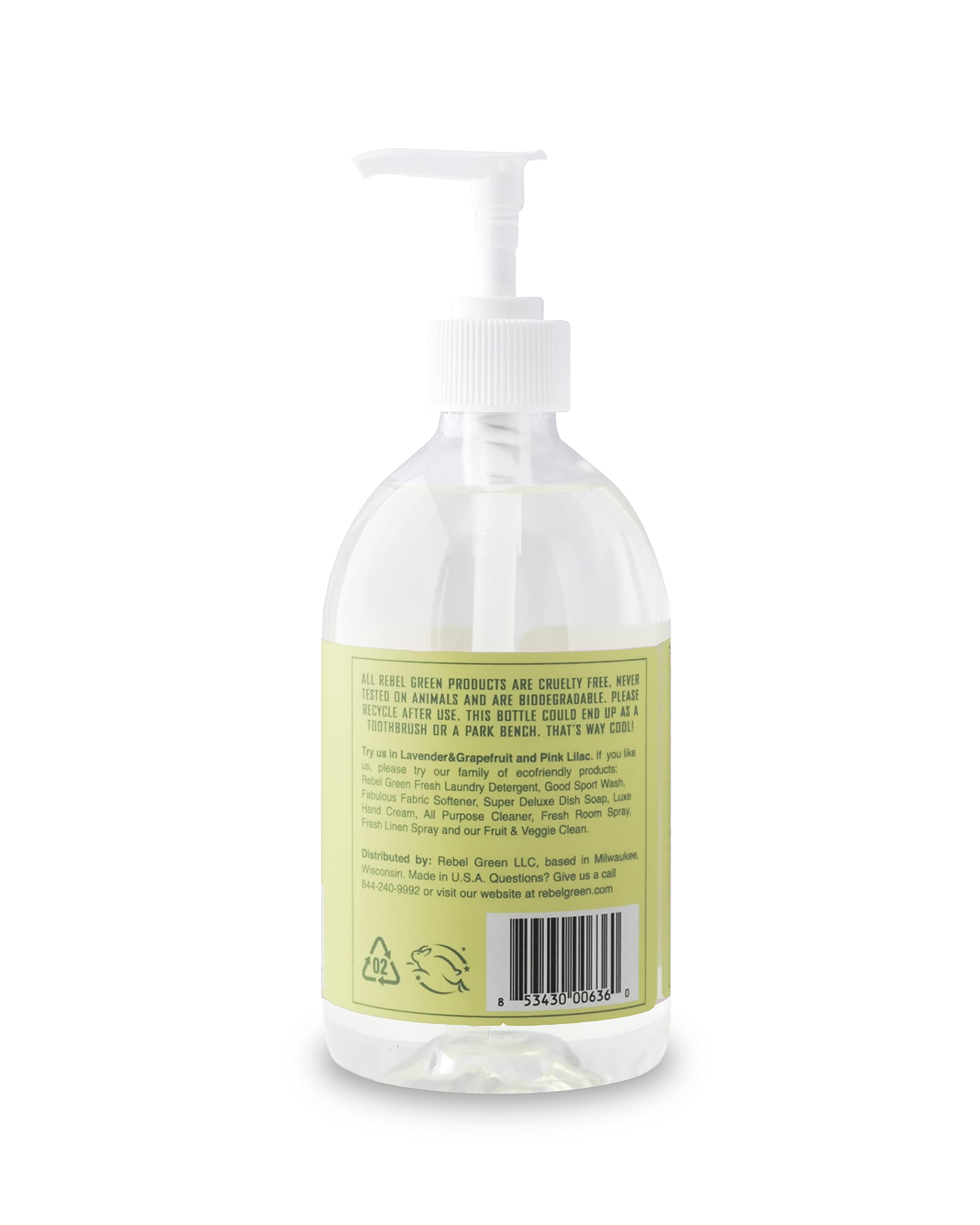 Rebel Green Liquid Hand Soap - Moisturizing Natural Bathroom & Kitchen Liquid Soap - Gentle Household Hand Wash (Peppermint and Lemon, 16.90 Fl Oz (Pack of 4))