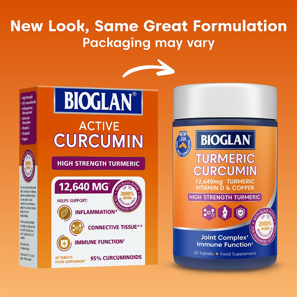 Bioglan Active Curcumin, High Strength Turmeric Extract, 1 Month Supply - 30 Tablets