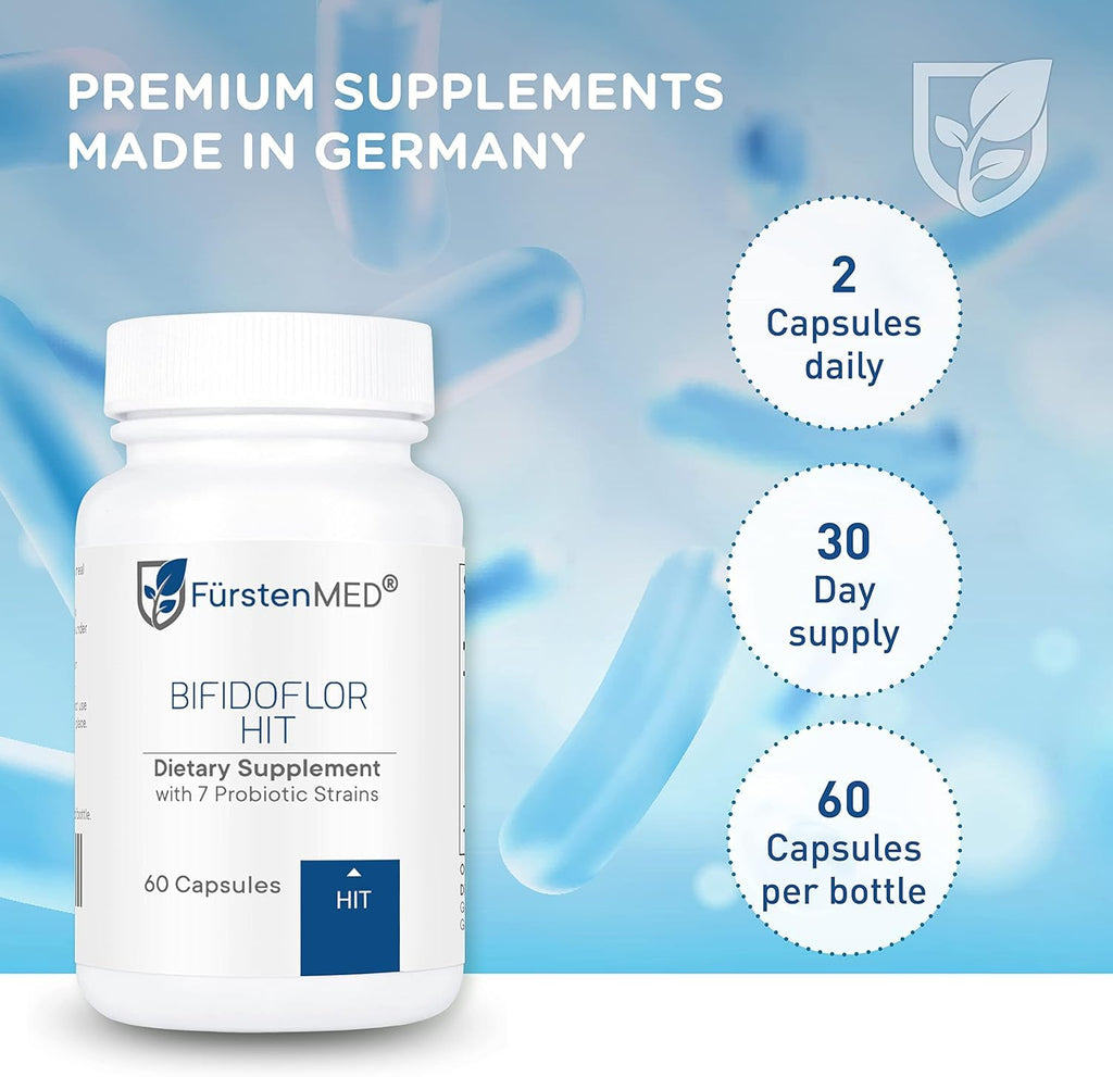 FürstenMED Bifidoflor HIT – Low Histamine Probiotic for Histamine Intolerance, Sensitive Gut & Digestive Health, 7-Strain Lactobacillus & Bifidobacterium, 15.6B CFU, Vegan, 60 Delayed-Release Capsules