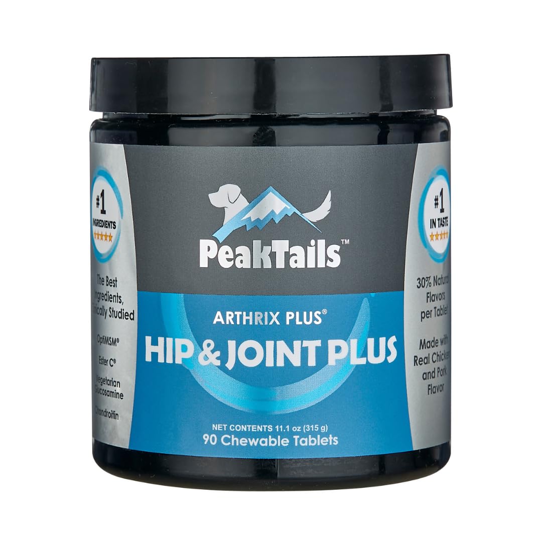 KALA HEALTH PeakTails Hip & Joint Plus for Dogs – 90 Tablets, Glucosamine, Chondroitin, OptiMSM & Ester-C – Supports Joint Mobility & Comfort