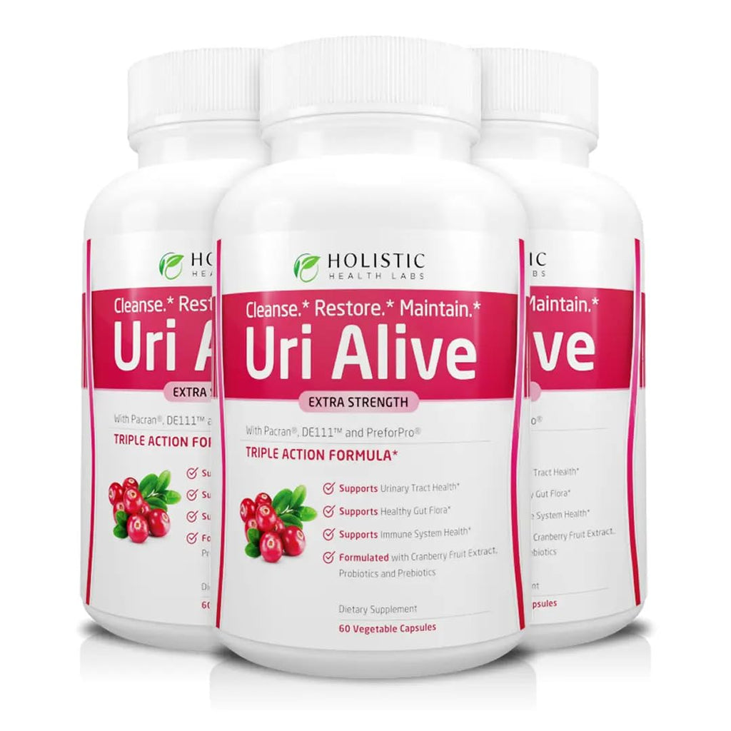 Uri Alive Extra Strength Urinary Support Supplement for Urinary Tract, Bladder, Gut Flora, and Immune System Health (60 Count (Pack of 3))