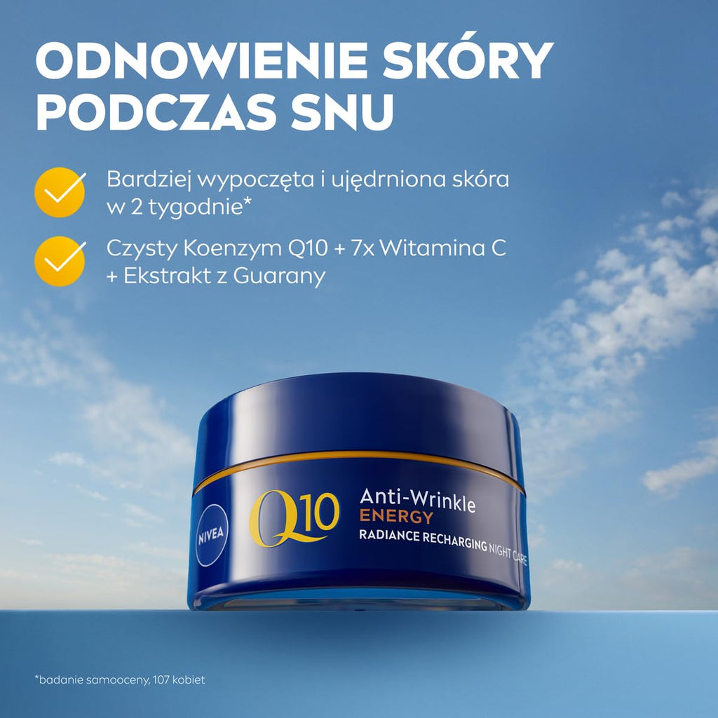 NIVEA Q10 Energy Recharging Face Night Cream (50 ml), Energising Night Cream for Women, Hydrating Night Face Cream, Recharging Face Cream with Vitamin C and Q10