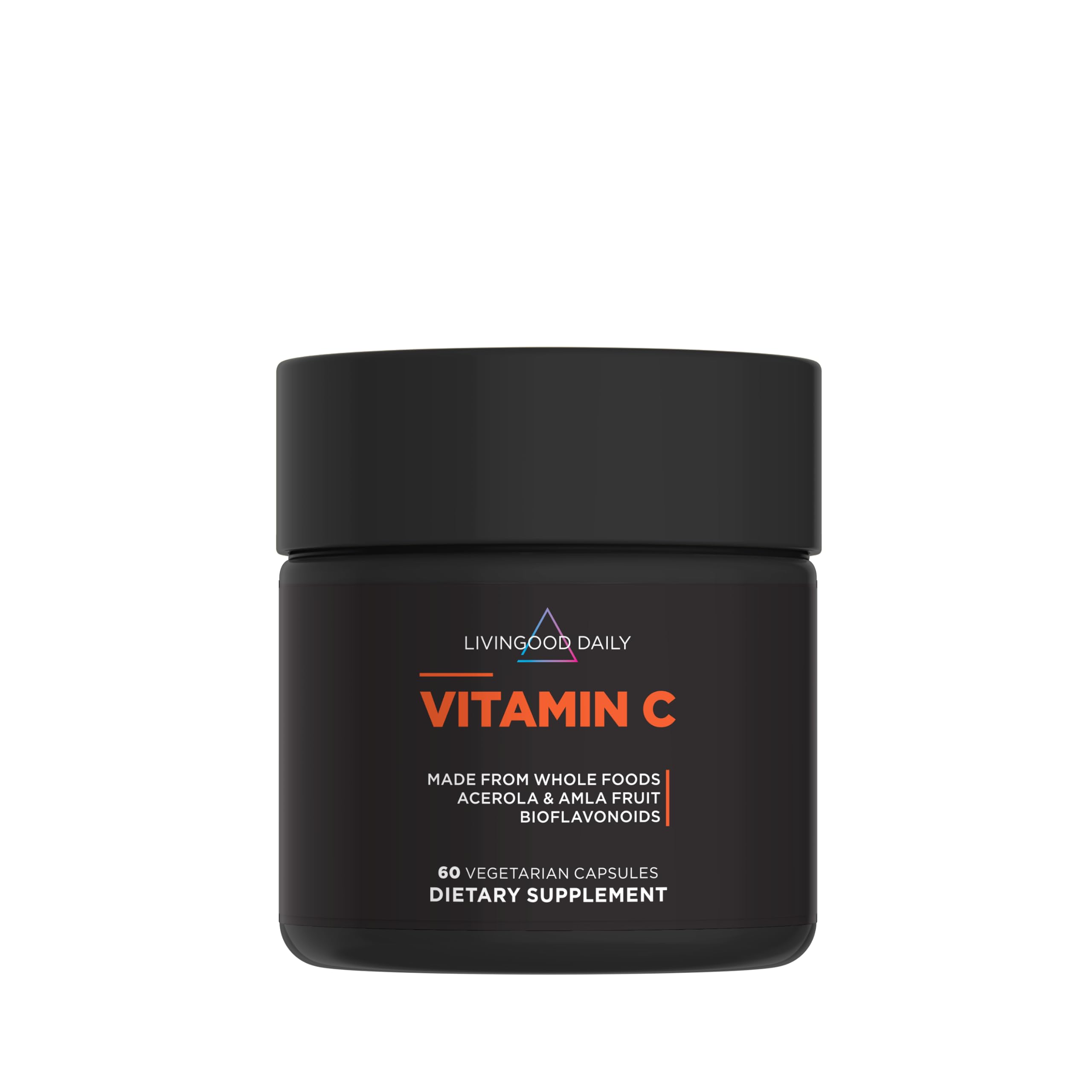 Livingood Daily Vitamin C Supplement, 3-in-1 Whole Food-Based Vitamin C with Acerola & Amla Fruit Extracts and Citrus Bioflavonoids for Immune Support, Vegan, Gluten Free, Non GMO, 60 Capsules