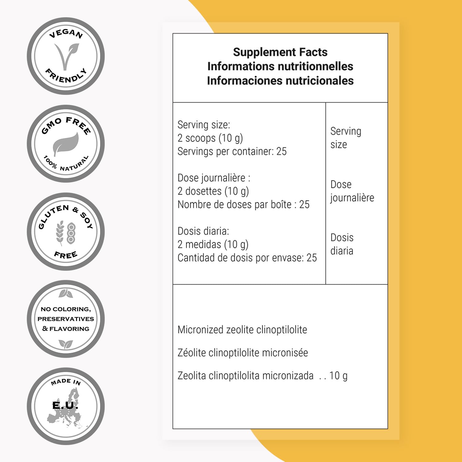 Supersmart - Zeolite Clinoptilolite Powder (High Purity) - ZCm Detox Mineral Supplement | Non-GMO & Vegan - Gluten Free - 250 g