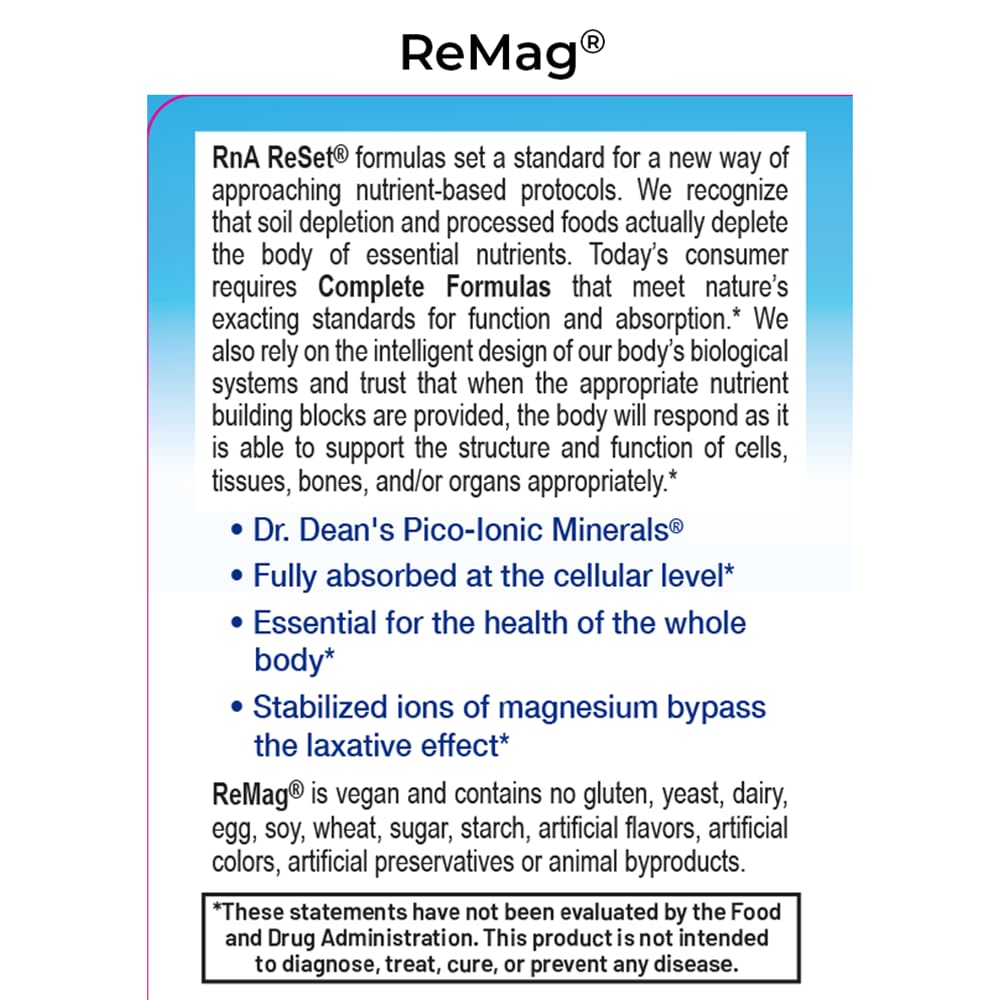 RnA ReSet ReMag – Pico-Ionic Liquid Magnesium for High Absorption, 16.2 Fl Oz (1-Pack) NSF Certified, Supports Restful Sleep - Nerve Health - Muscle Relaxation - Cardiovascular Health