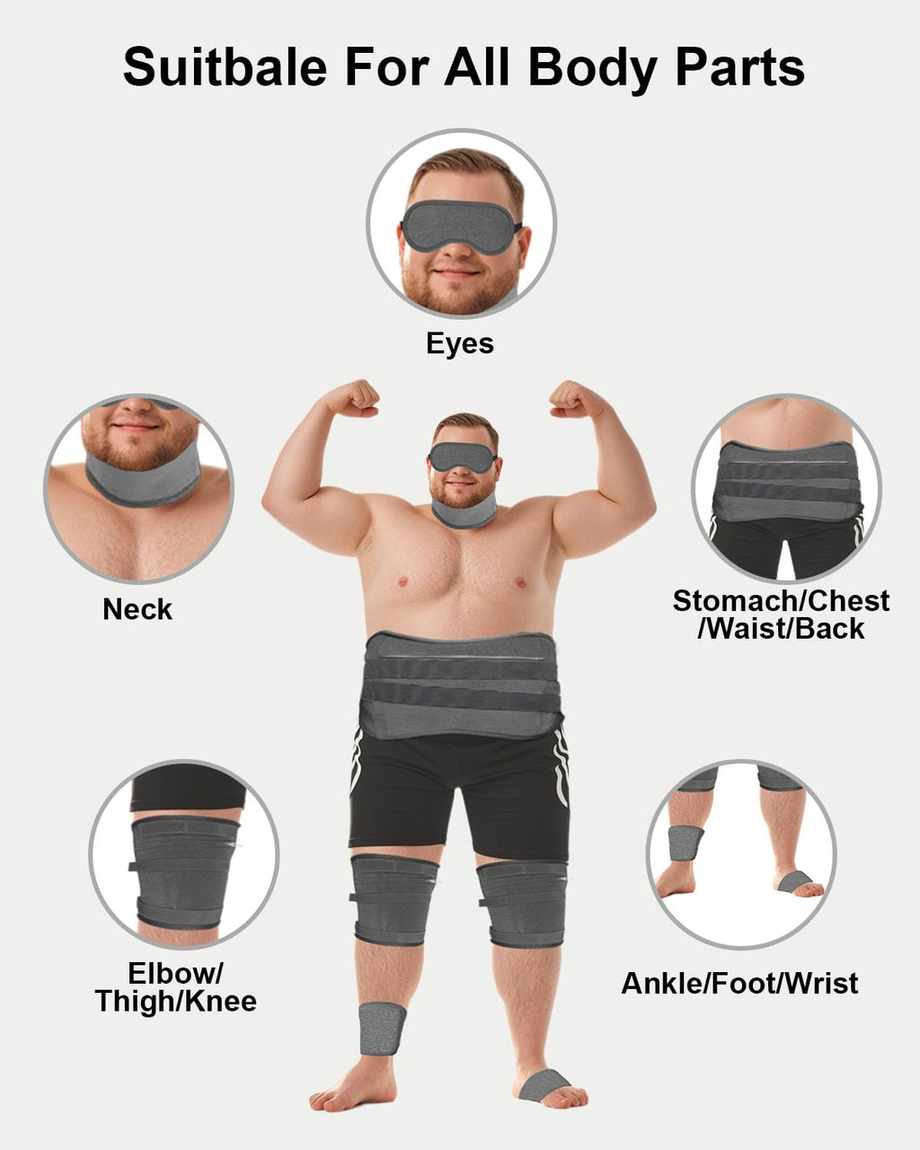 10 Pcs Castor Oil Pack Wrap for Men, Plus Size Castor Oil Packs for Men Women, XL Reusable Castor Oil Wraps Set for Eyes Neck Stomach Waist Knees Legs Feet, Flannel Cotton, Machine Washable，Mixed fibre fabrics (Dark Gray)