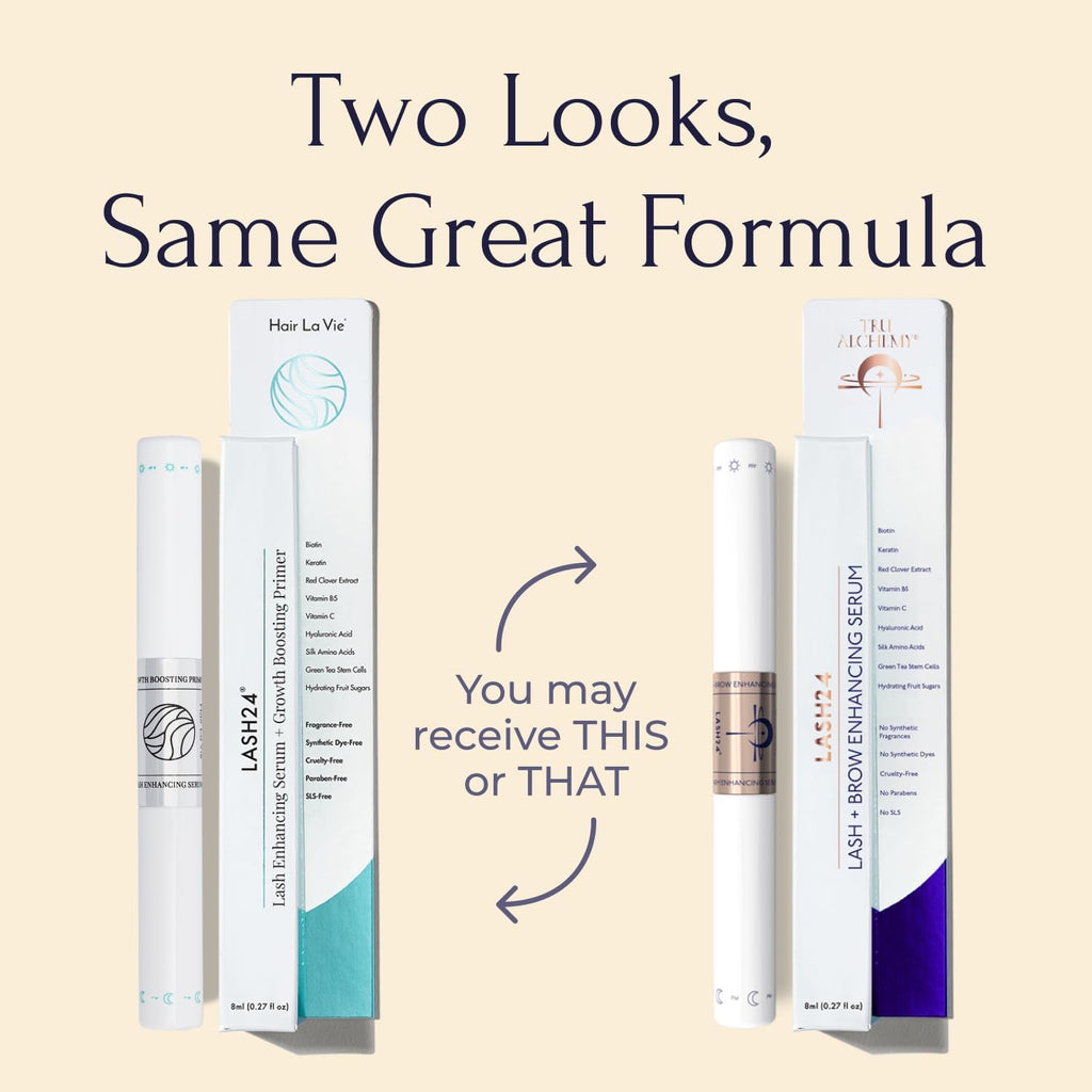 Lash24 by Tru Alchemy - Eyelash Serum & Eyebrow Serum - Lash Enhancer and Primer - Dual Formula with AM Lash Primer & PM Lash Boost - Long Lash Serum to Lengthen Lashes All Day - 2-Month Supply