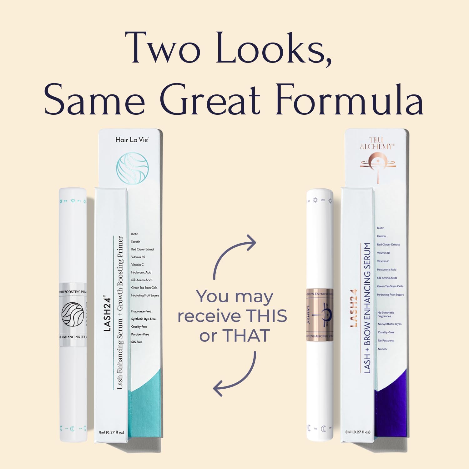 Lash24 by Tru Alchemy - Eyelash Serum & Eyebrow Serum - Lash Enhancer and Primer - Dual Formula with AM Lash Primer & PM Lash Boost - Long Lash Serum to Lengthen Lashes All Day - 2-Month Supply