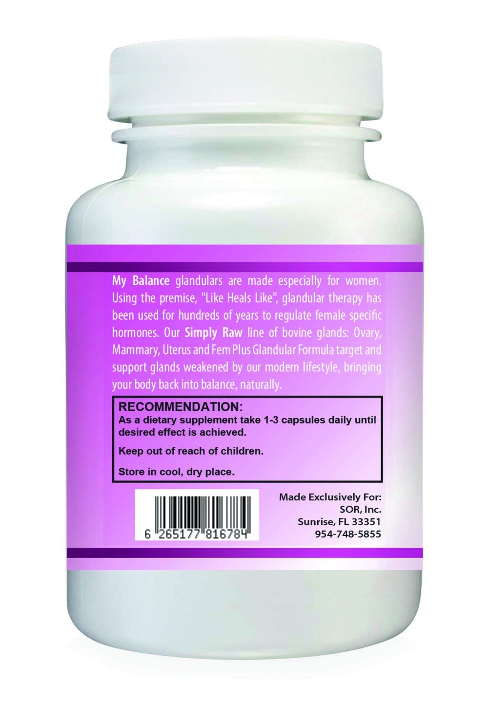Simply Raw Ovary Glandular for Women's Health. Raw Bovine Ovarian Glandular 90 Capsules for Hormonal Support.