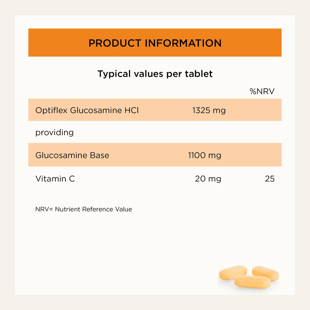 Healthspan Optiflex Glucosamine HCI 1,325mg with Vitamin C | Shellfish Free Vegan Tablets for Joint Health | 40% More glucosamine Than Glucosamine Sulphate | Added Vitamin C (120 Tablets)