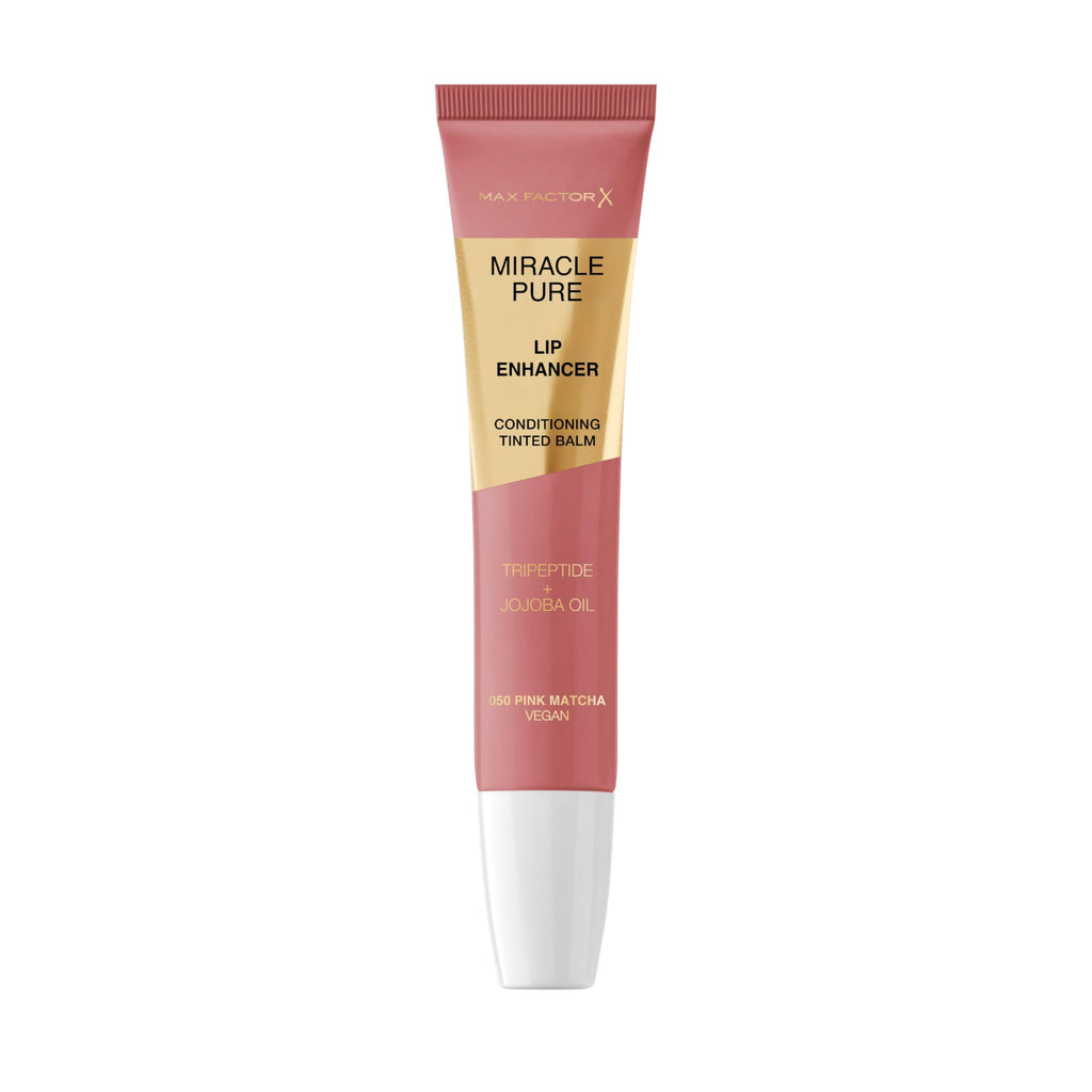 Max Factor Miracle Pure Lip Enhancer, 050 Pink Matcha, Conditioning Tinted Lip Balm, Glossy Colour Tint, With Jojoba Oil & Tripeptide, Vegan