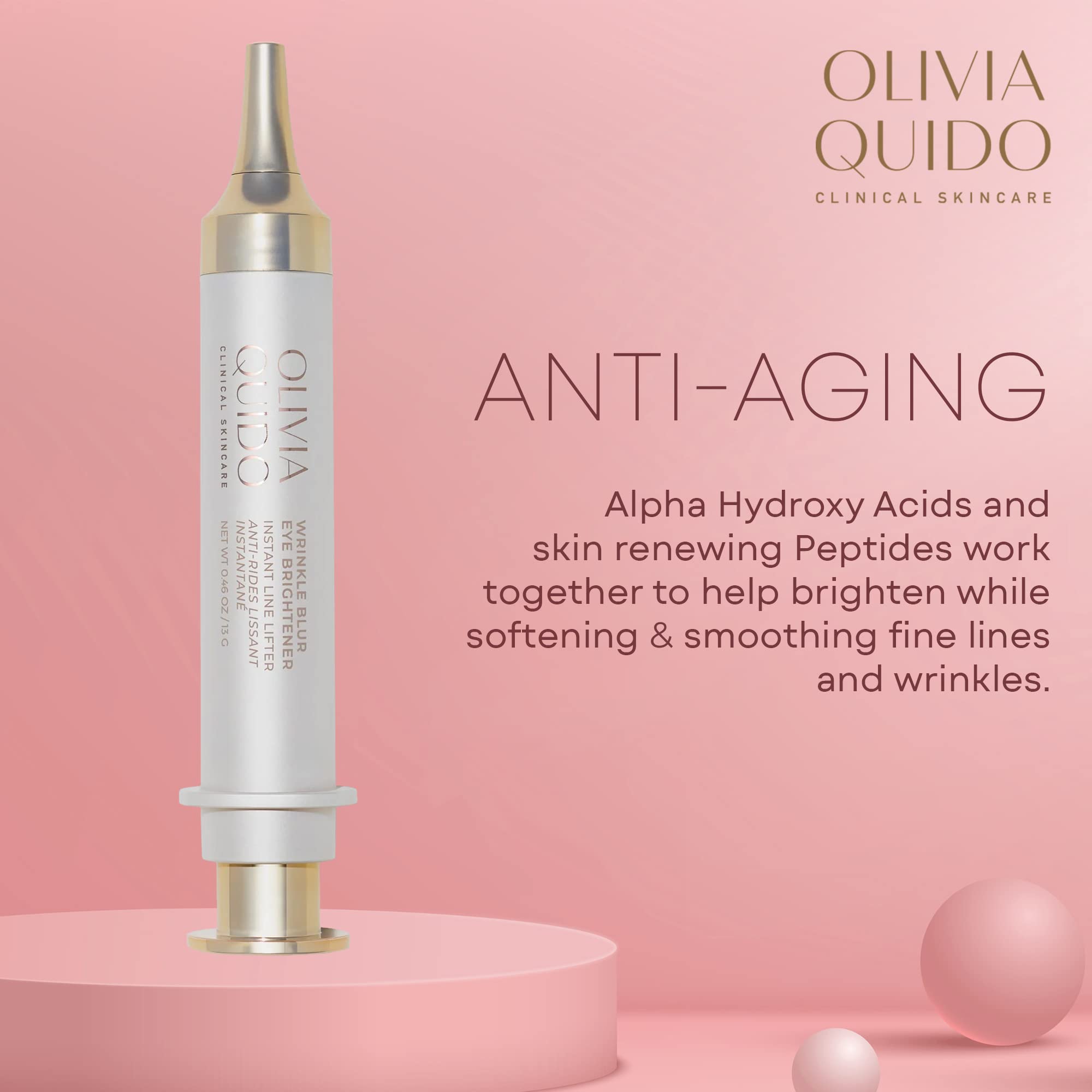 OLIVIA QUIDO Clinical Skin Care Wrinkle Blur (0.46 oz) | Eye Cream For Dark Circles and Puffiness | Anti-Aging Under Eye Cream | Hydrating, Brightening, and Dark Circles Under Treatment for Women