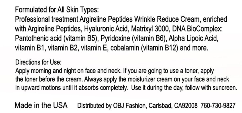 DNA Code®-No Needle Alternative-Pure Argireline Peptides Winkle Reduce Cream-Hyaluronic Acid+ Matrixyl 3000