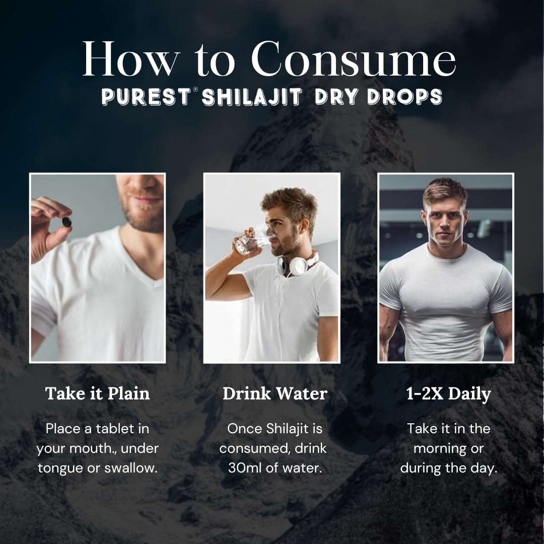 Pure Himalayan Shilajit | 100% Pure Natural Shilajit Grade A Max Potency 85+ Trace Minerals & Fulvic Acid | 3rd Party US Lab Tested | Dry Drops | 24g (120ct)