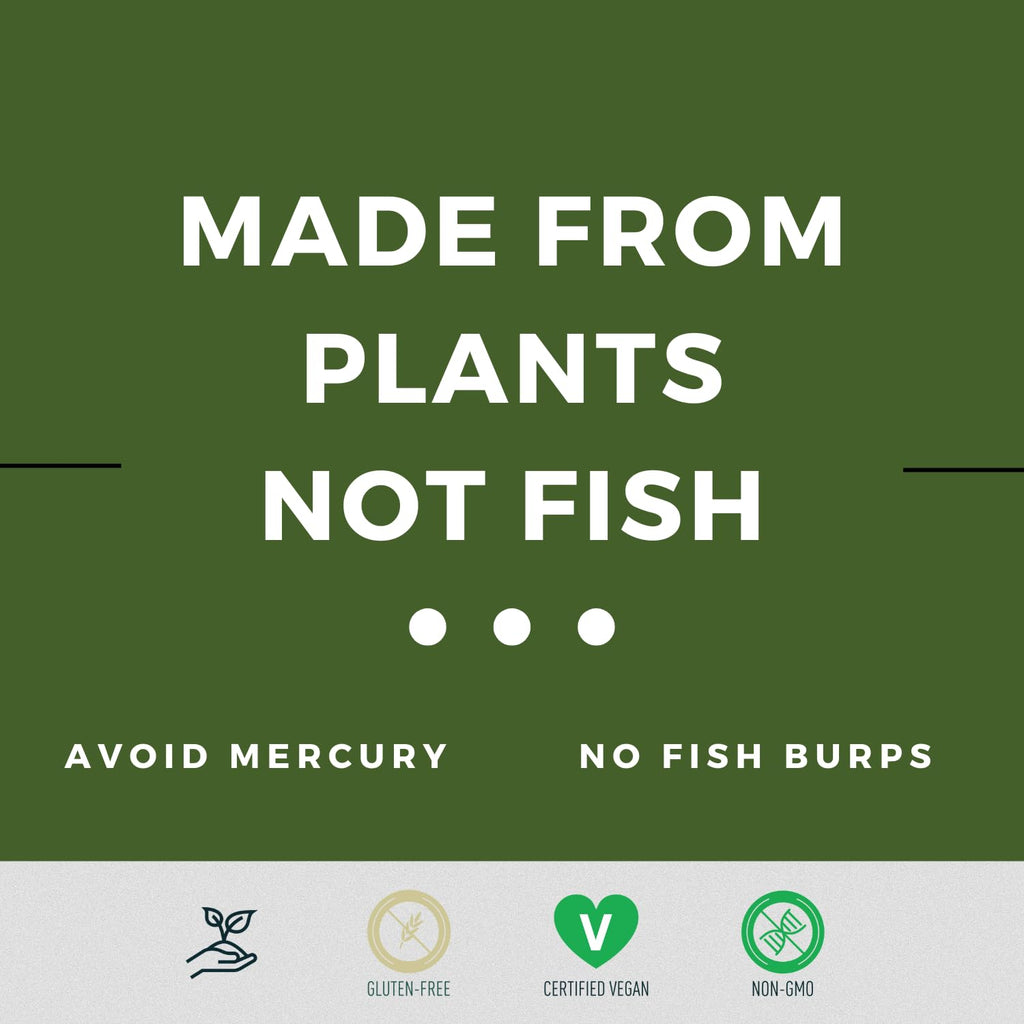 Vegan Fish Oil Alternative - Award Winning Omega 3, DHA, EPA and GLA Supplement - Plant Based Omegas - 4X Better Than Flax, Chia & Hemp - Contains GLA not Found in Algae - 90 Vegan softgels