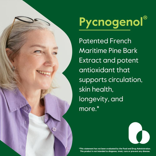 BESTVITE Pycnogenol 100mg (120 Capsules) (60x2) - French Maritime Pine Bark Extract - No Stearates - Gluten Free - Non GMO - Easy-to-Swallow Capsules