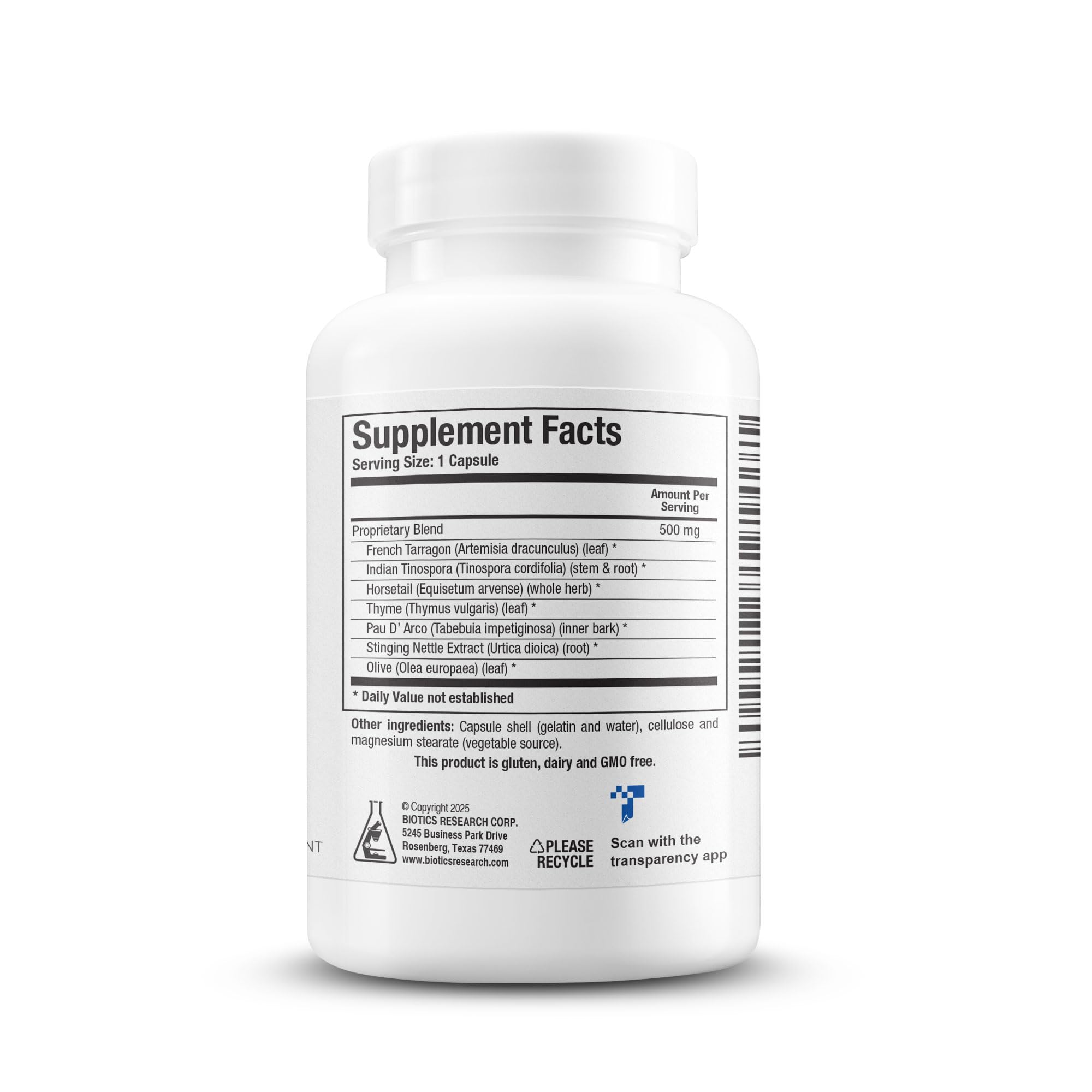 BIOTICS RESEARCH FC Cidal™ Herbal Blend Complete GI Gut Health for Women & Men- 500 mg/Serving - 7 Herbs Proprietary Blend Supplement Supports Healthy GI Function and Microbial Balance 120 Capsules
