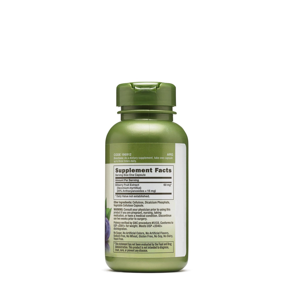 GNC Herbal Plus Bilberry Extract Supplement, Vegetarian, Supports Eye and Health, 100 Servings